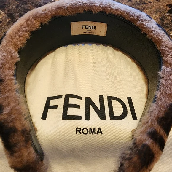 GORGEOUS - Fendi FF, Zucca Shearling, Brown and Black Headband - Picture 4 of 9